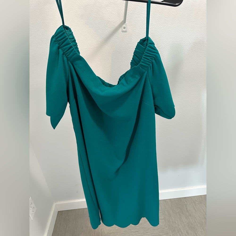 Banana Republic Teal Strapless Off-Shoulder Dress